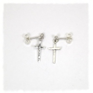 Small silver cross earrings